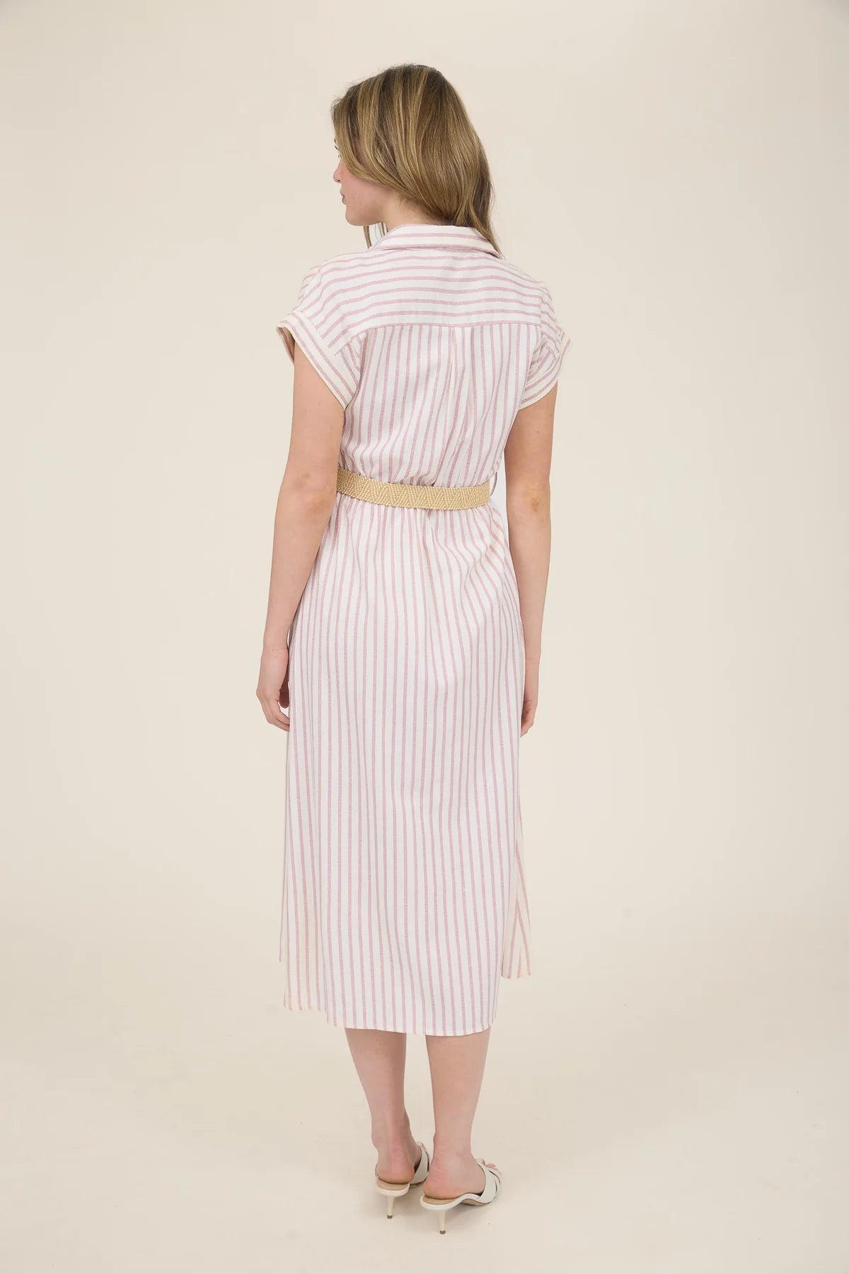 Stripe Button Down Midi Dress