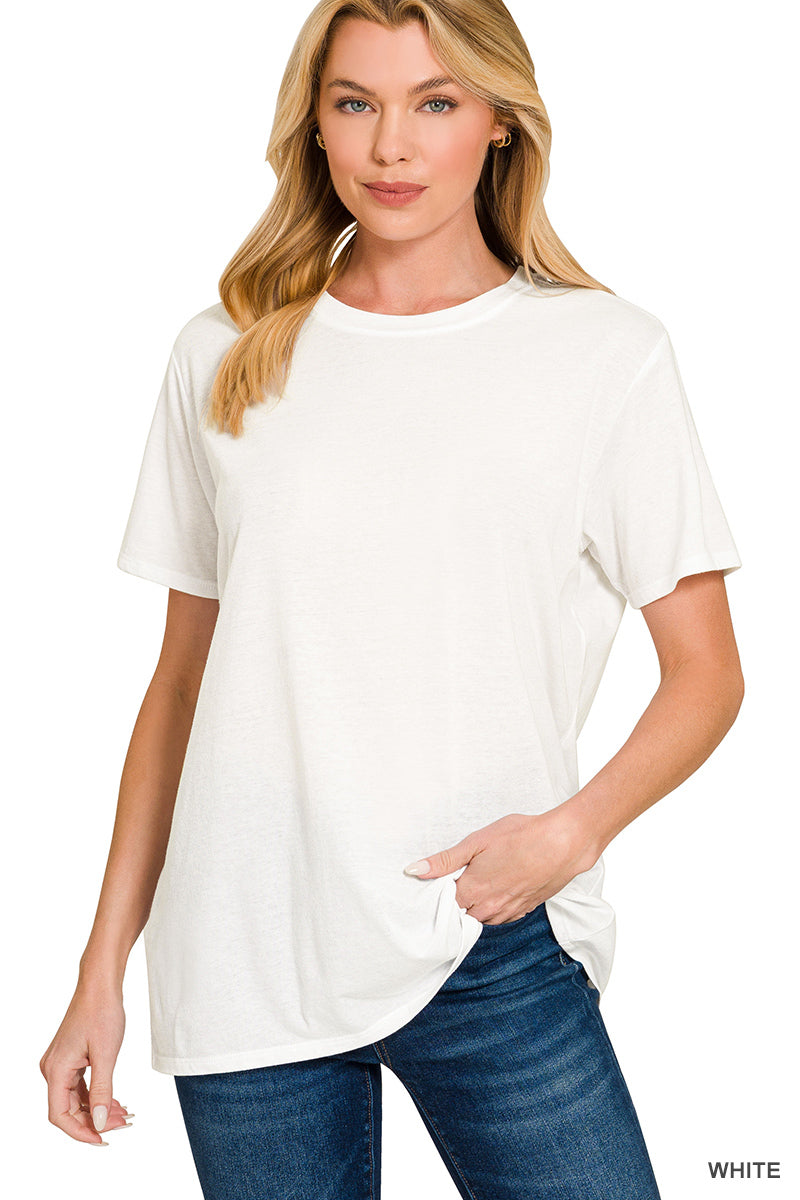 Cotton Boyfriend Fit Round Neck Tee