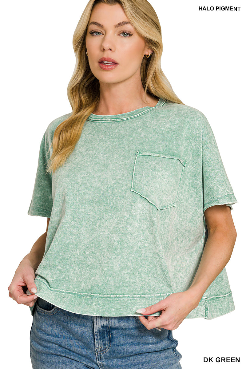 Mineral Wash Exposed Seam Oversized Top