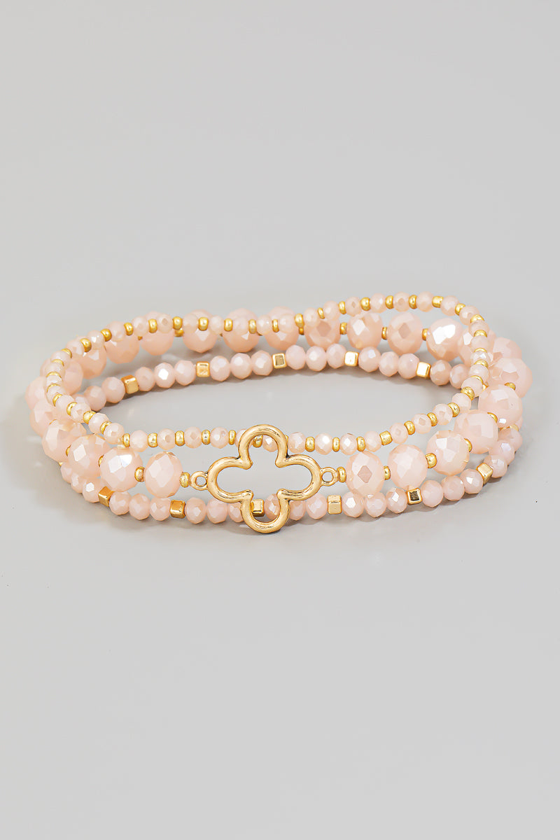 Beaded Bracelet Set with Charm