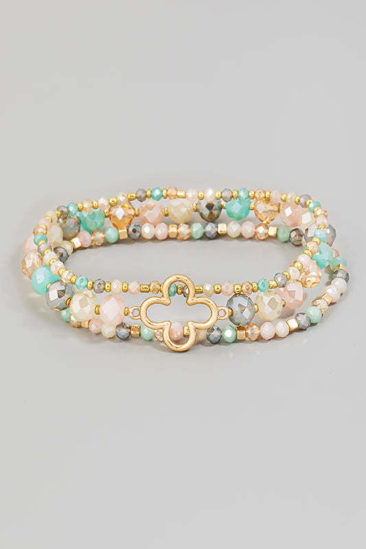 Beaded Bracelet Set with Charm