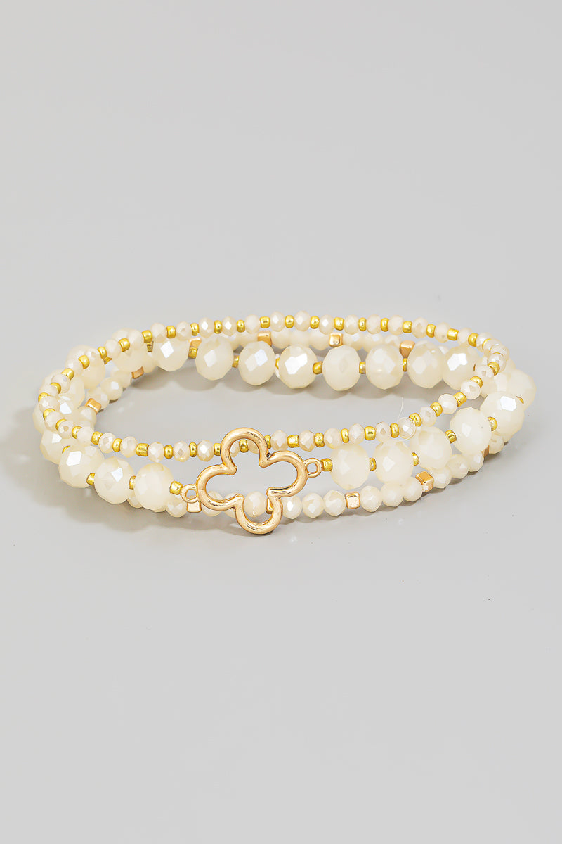Beaded Bracelet Set with Charm