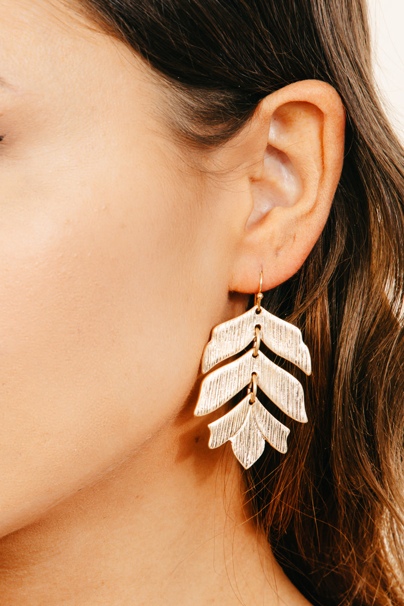 Brush Metallic Leaf Earring