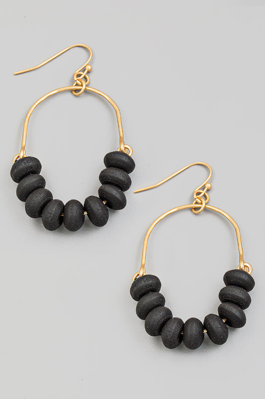 Wooded Bead Circle Drop Earring