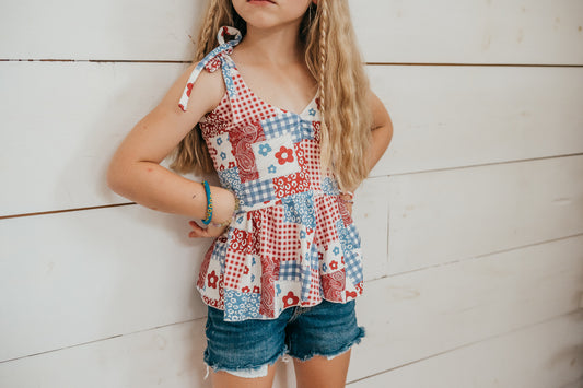 Kids Patchwork Peplum Top