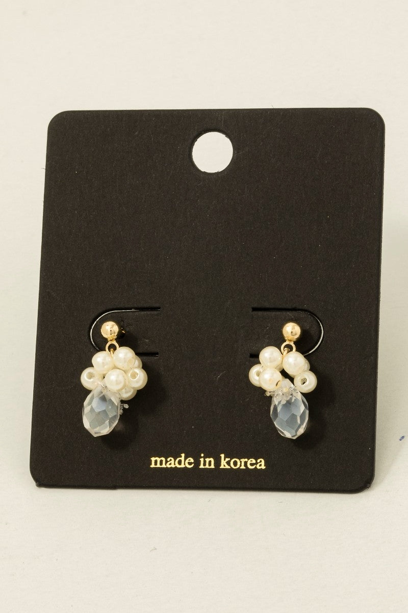Faceted and Pearl Drop Stud Earring