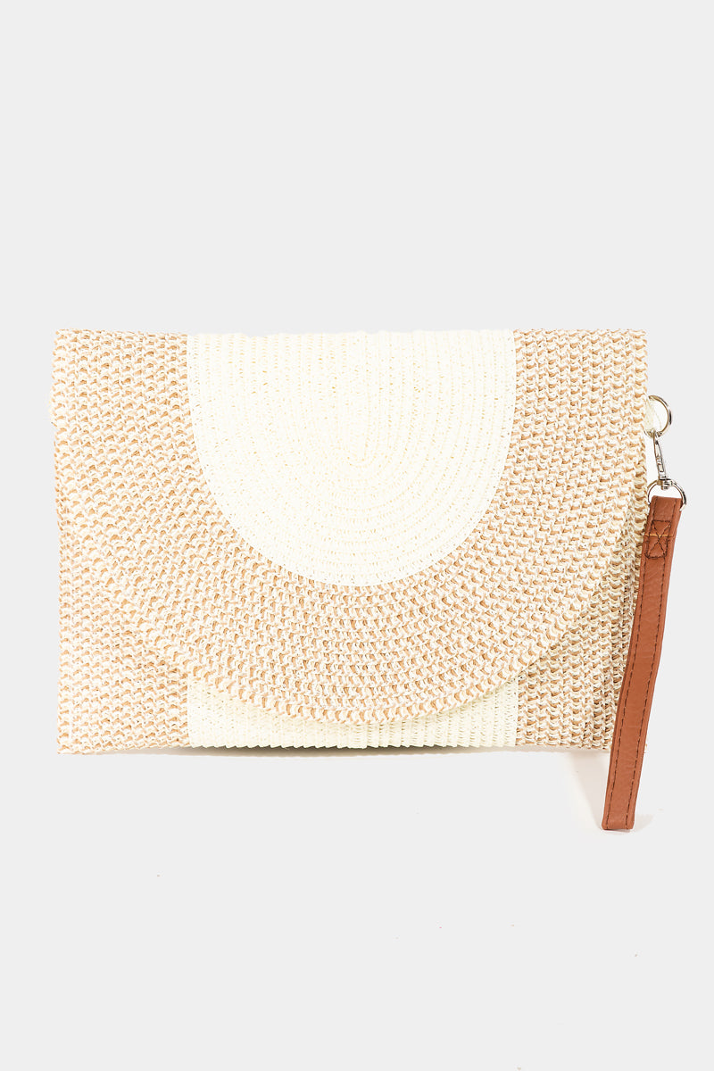 Two Toned Straw Clutch