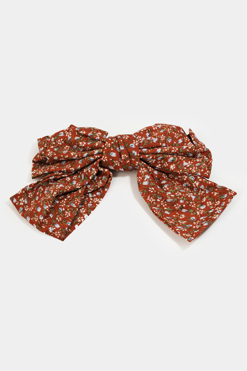 Mini Floral Print Floral Hair Bow Clip