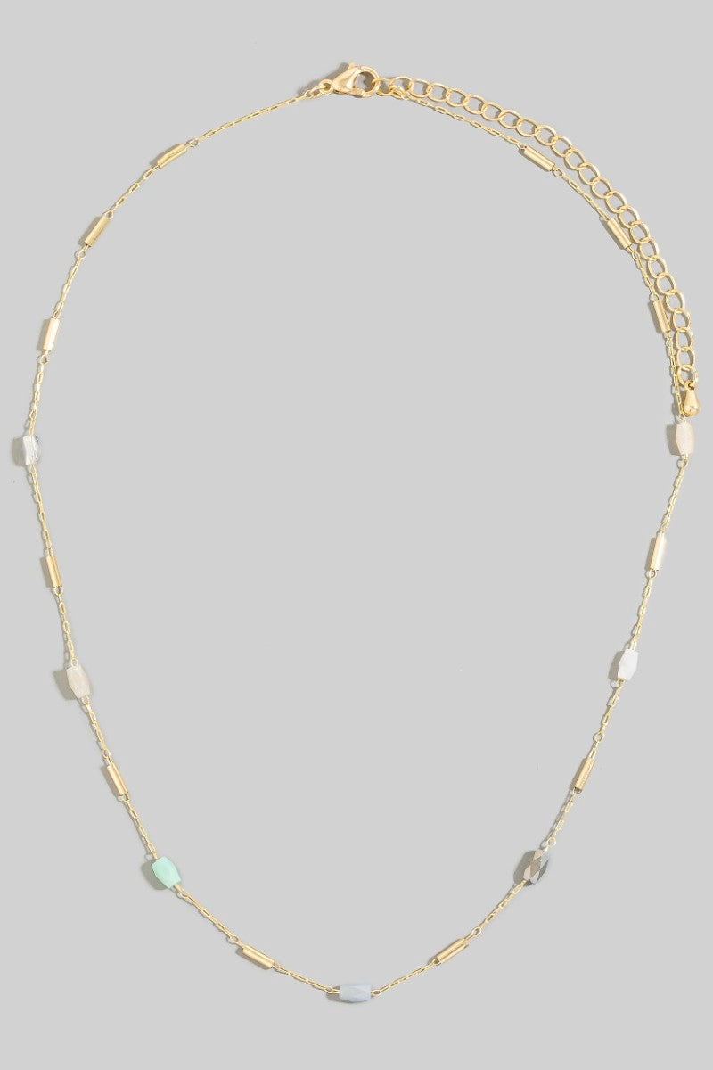 Bar and Gem Station Necklace