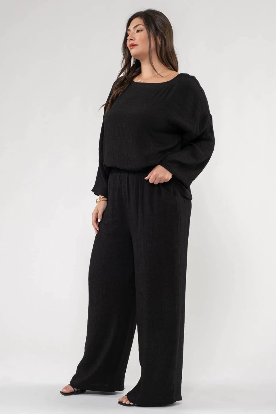 Curvy Wide Leg High Rise Pants