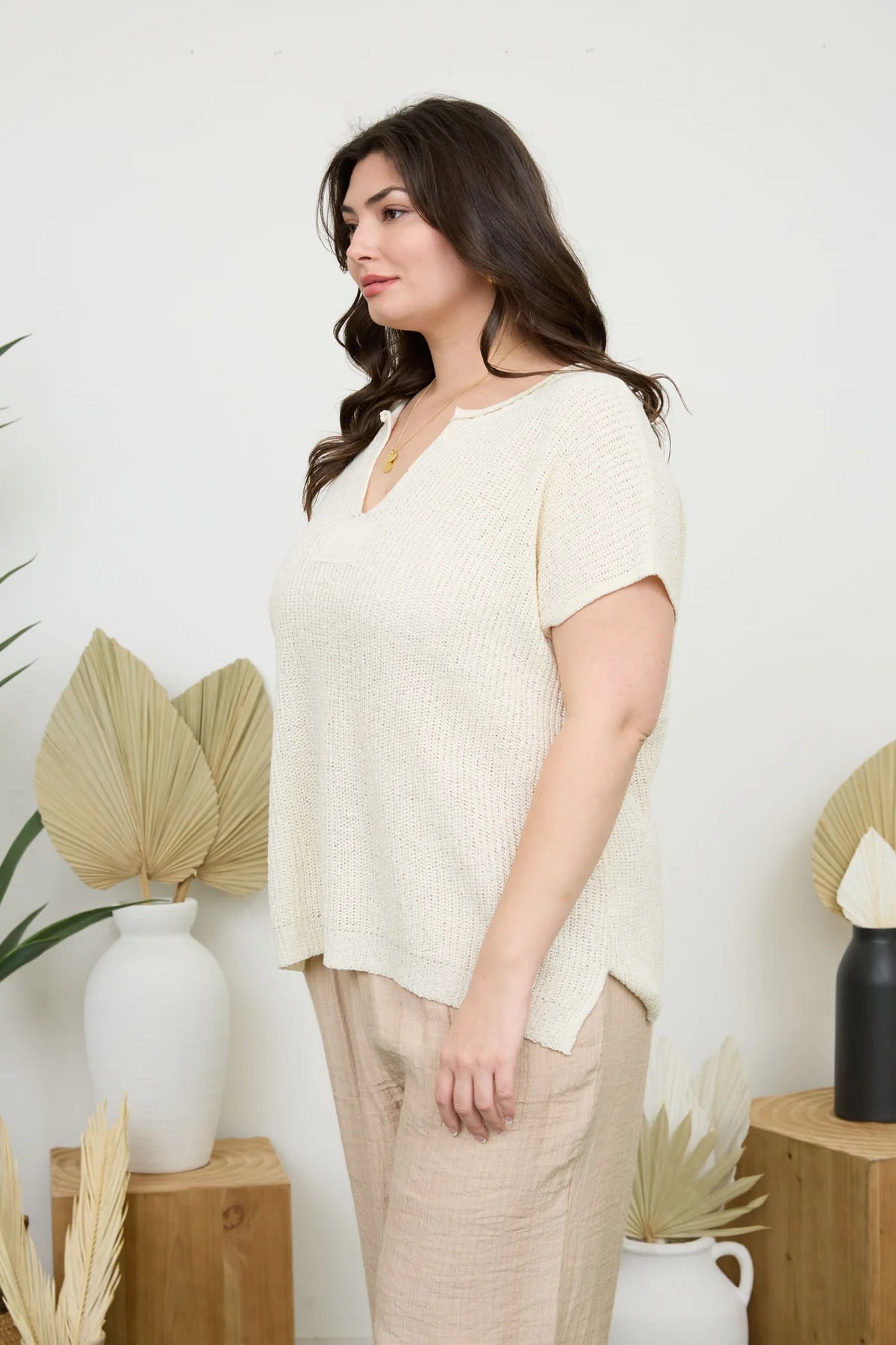 Curvy Split Neck Sweater