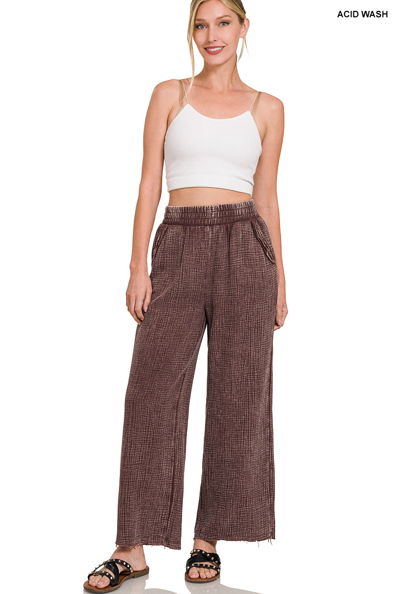 Washed Double Gauze Cropped Pants