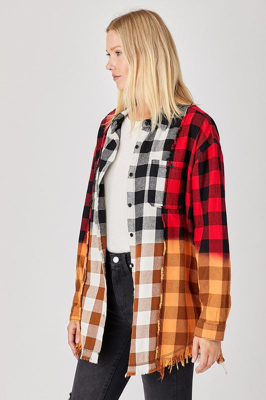 Patchwork Oversized Long Flannel