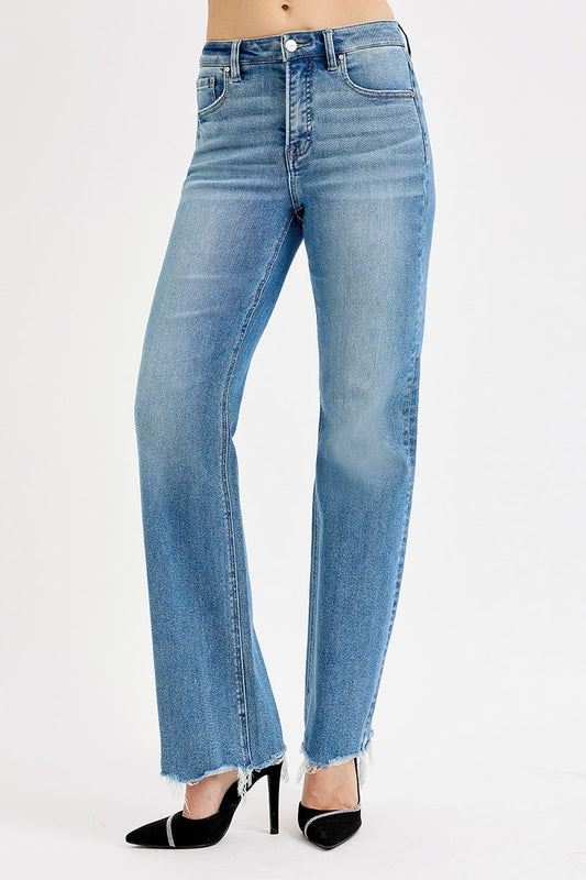 Penny Risen High Wide Leg Raw Cut Jean