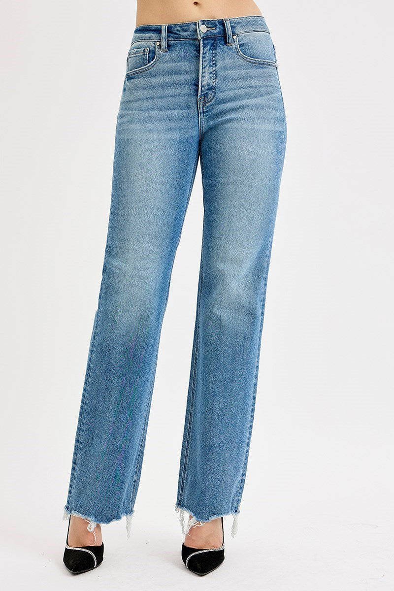 Penny Risen High Wide Leg Raw Cut Jean