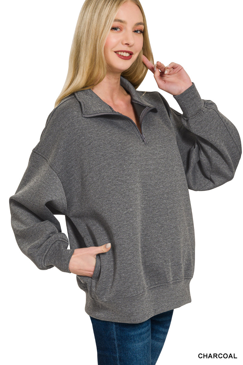 Curvy Scuba Half Zip Sweatshirt