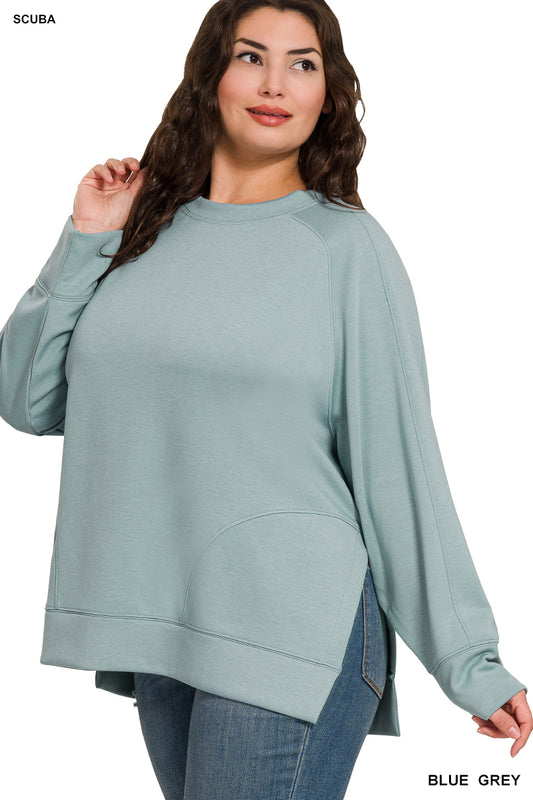 Curvy Scuba Side Slit Sweatshirt