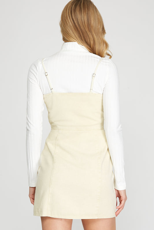 Button Front Washed Cami Jumper