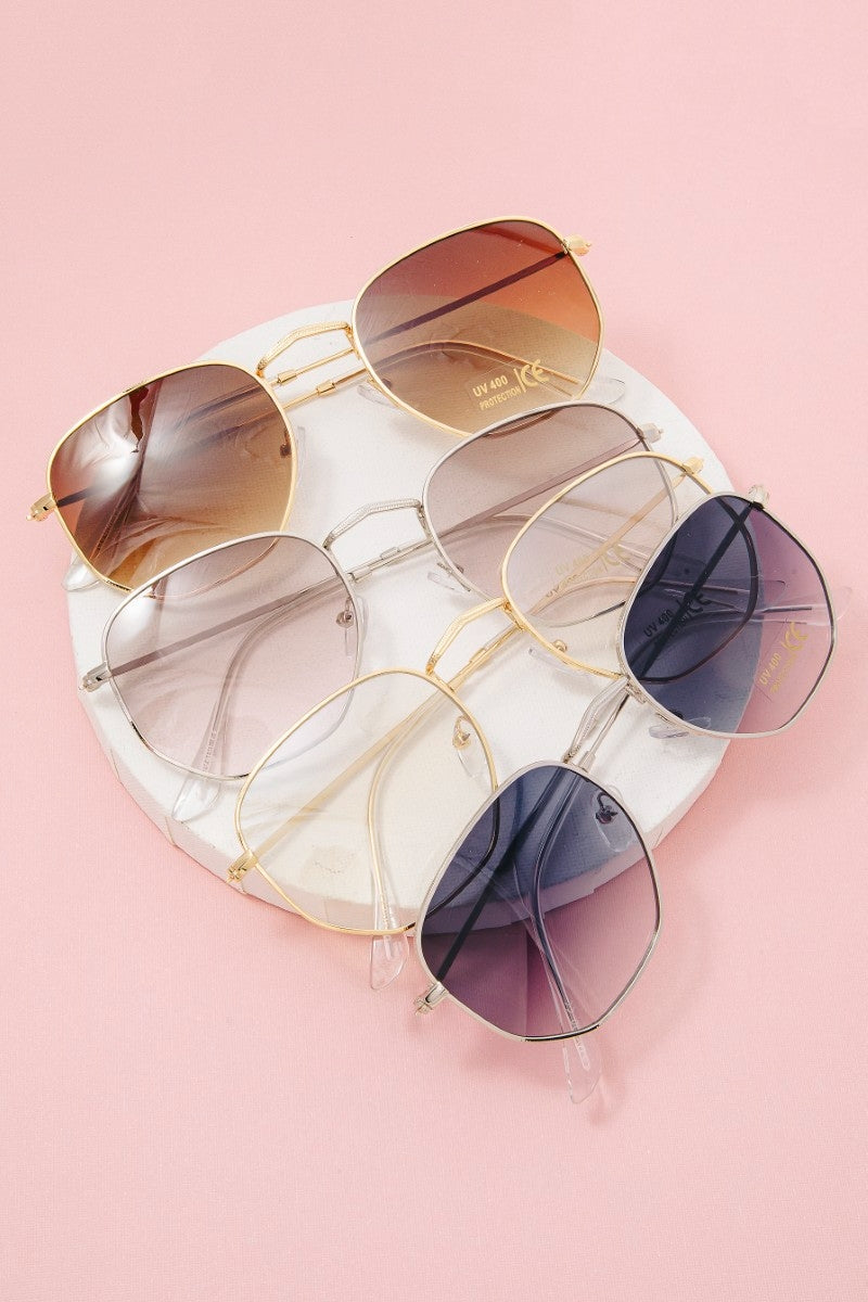 Geometric Shape Metal Framed Sunglasses