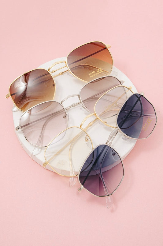 Geometric Shape Metal Framed Sunglasses