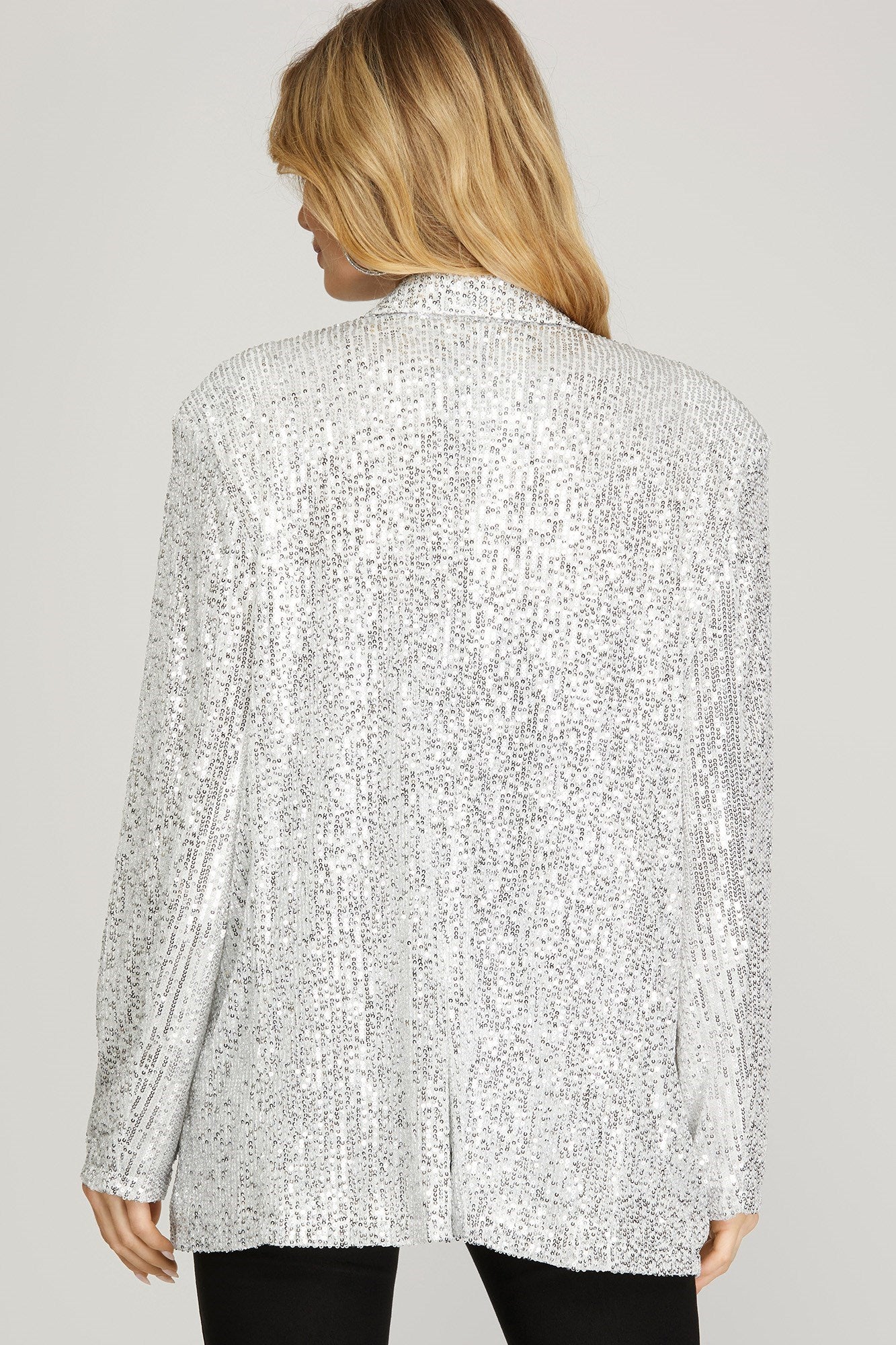 Sequin Open Front Blazer