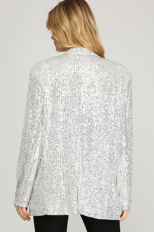 Sequin Open Front Blazer