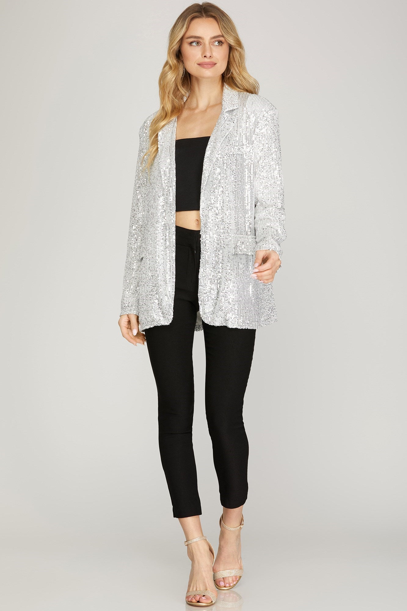 Sequin Open Front Blazer