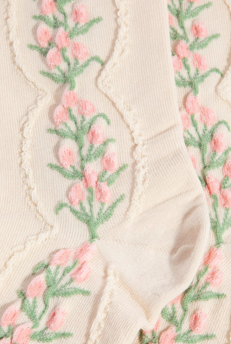 Floral Tulip Vine Embroidered Socks