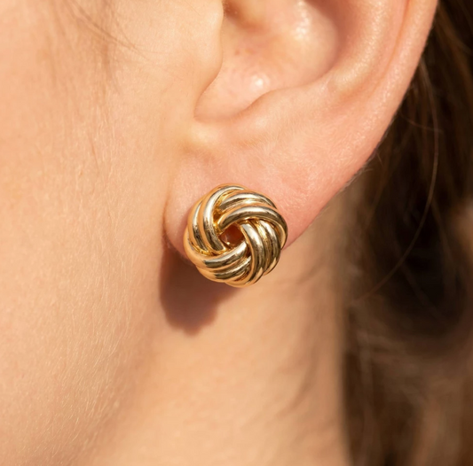 Gold Dipped Twisted Knot Studs