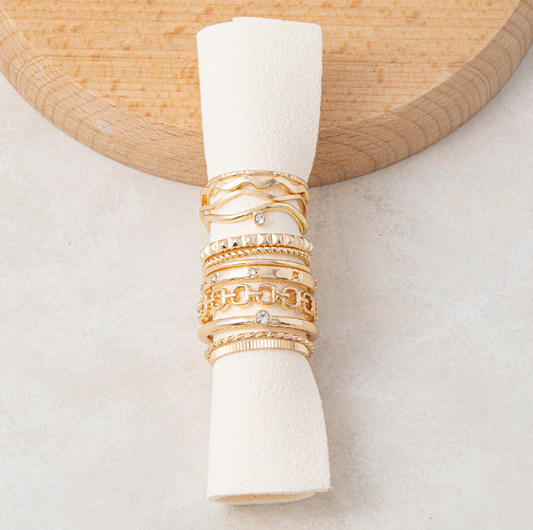 Wave and Chain Ring Stack Set