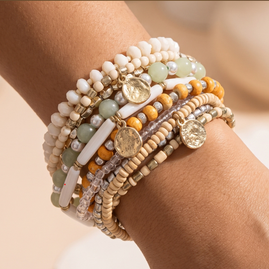 Boho Coin and Charm Bracelet Set