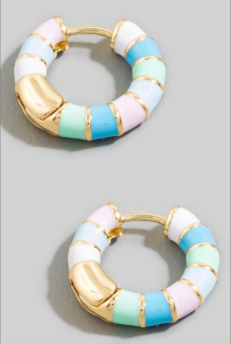 Multicolor Pastel Enamel Huggie Earring