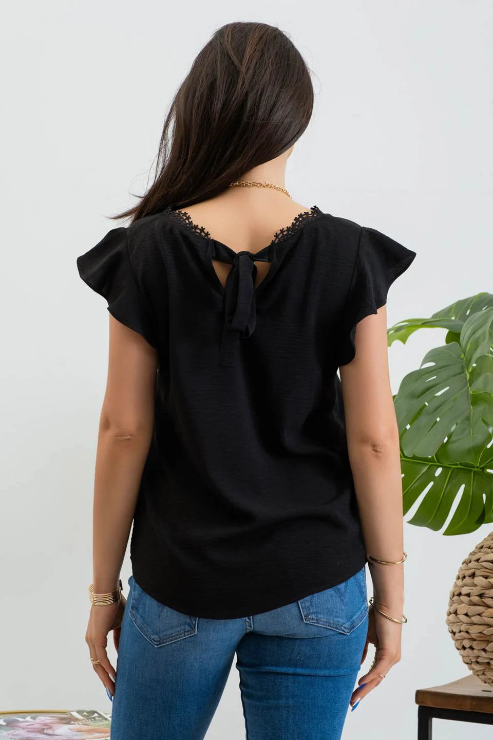 V Neck Tie Back Top