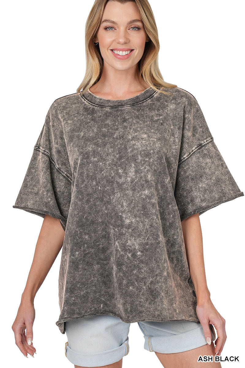Acid Wash Drop Shoulder Tee