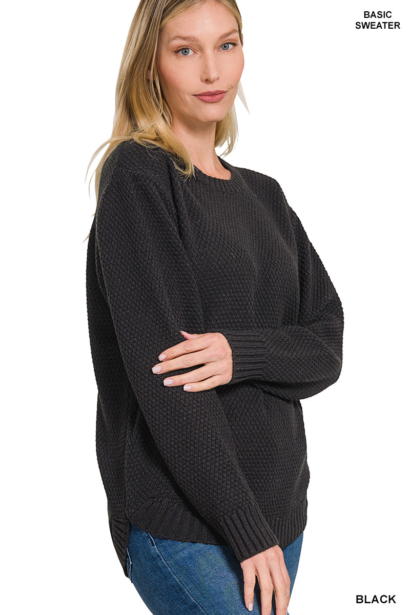 Round Hem Crew Neck Sweater