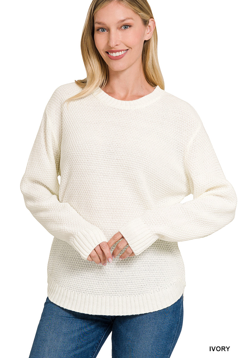 Round Hem Crew Neck Sweater