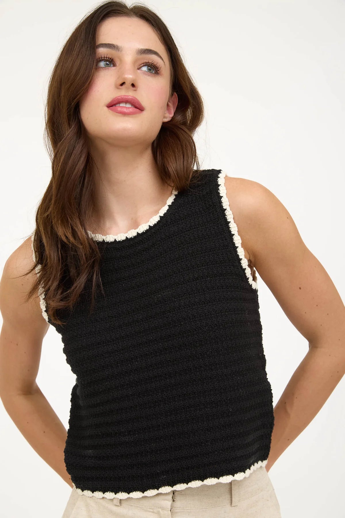 Contrast Trim Sweater Tank
