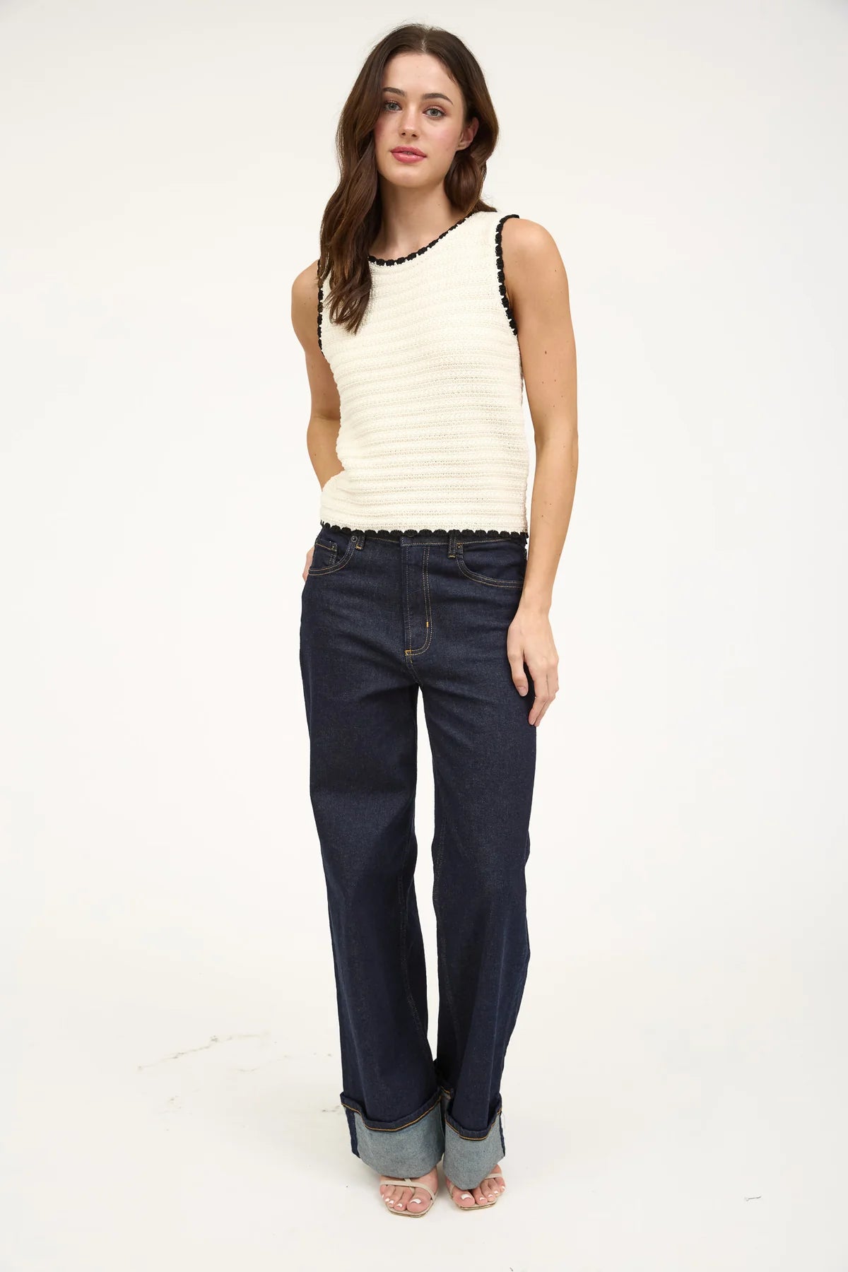 Contrast Trim Sweater Tank