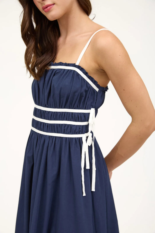 Ruched Ribbon Detail Spaghetti Strap Dress