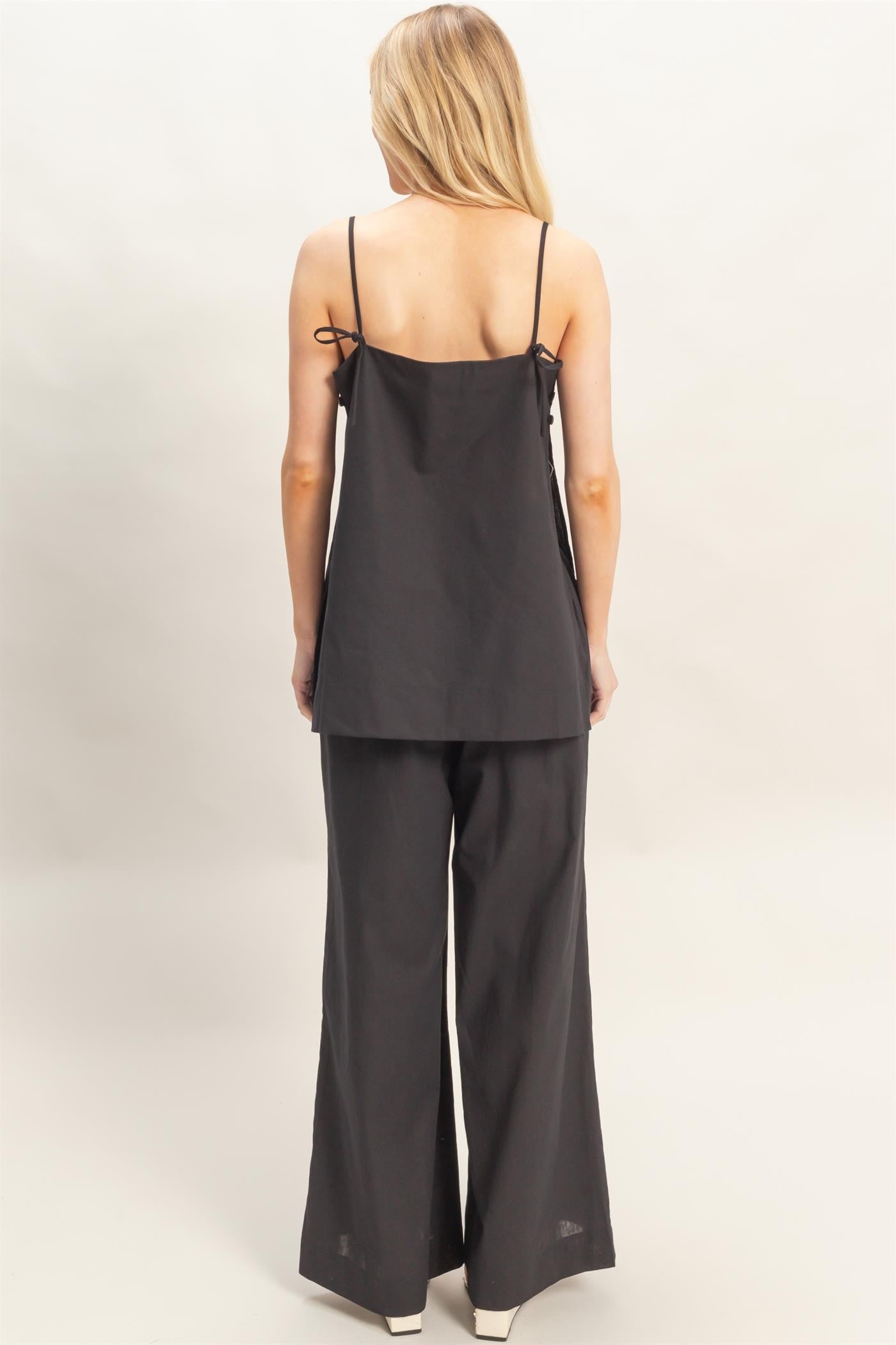 Spaghetti Top and Wide Leg Pant Set