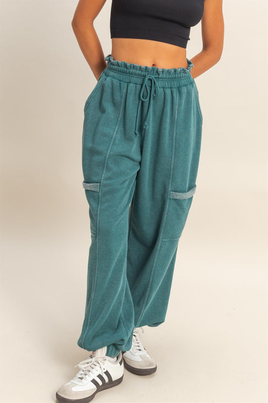Ruffle Waist Jogger Sweatpants