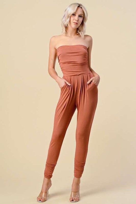 Shirred Tube Top Jumpsuit