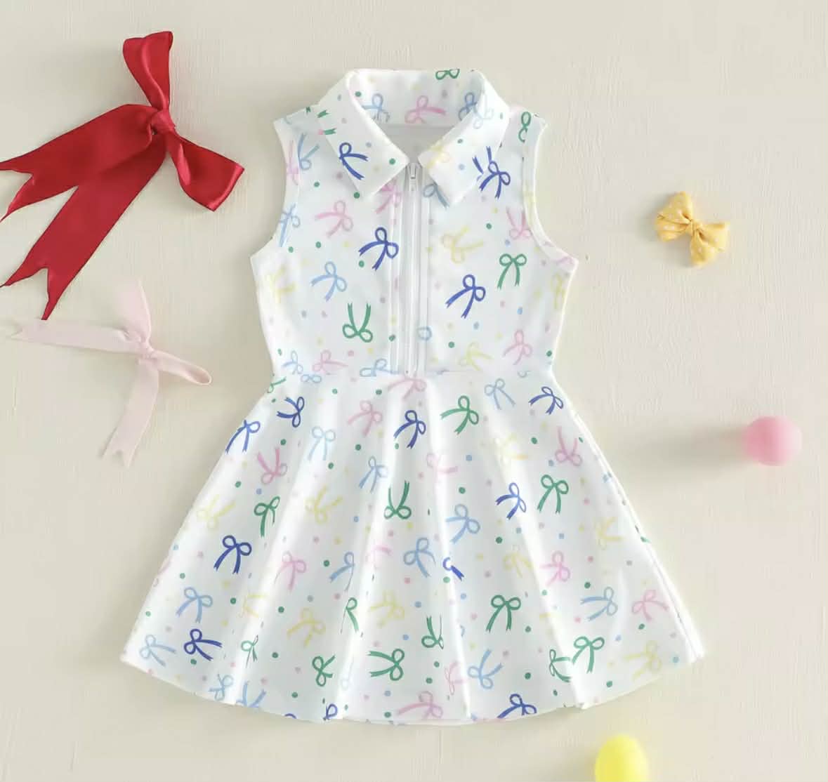 Kids Sleeveless Collared Tennis Dress