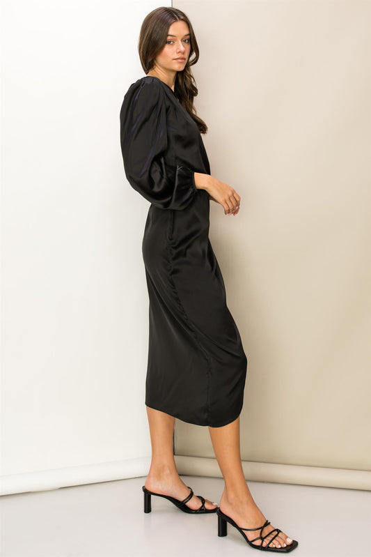 Satin One Shoulder Midi Dress