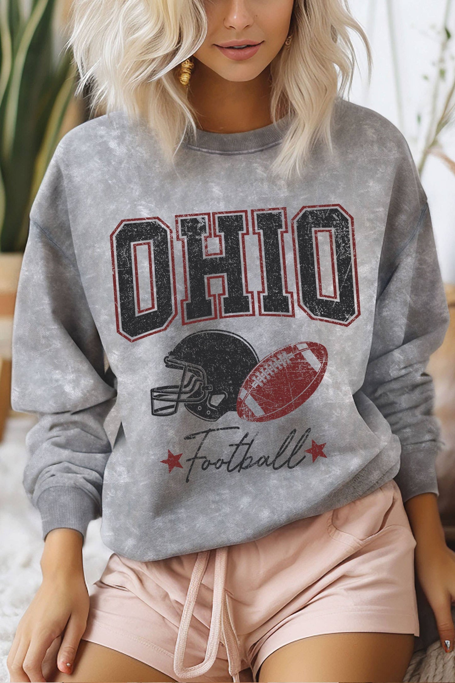 Ohio Football Mineral Wash Graphic Sweatshirt