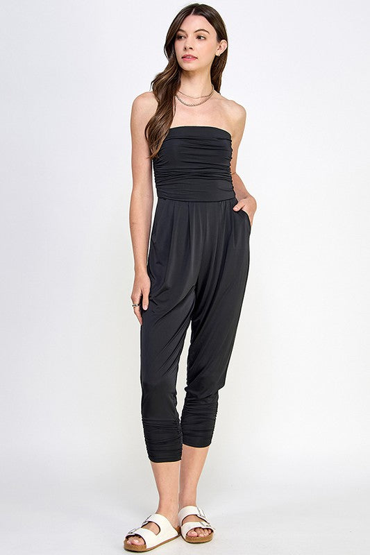 Shiny Tube Top Jumpsuit
