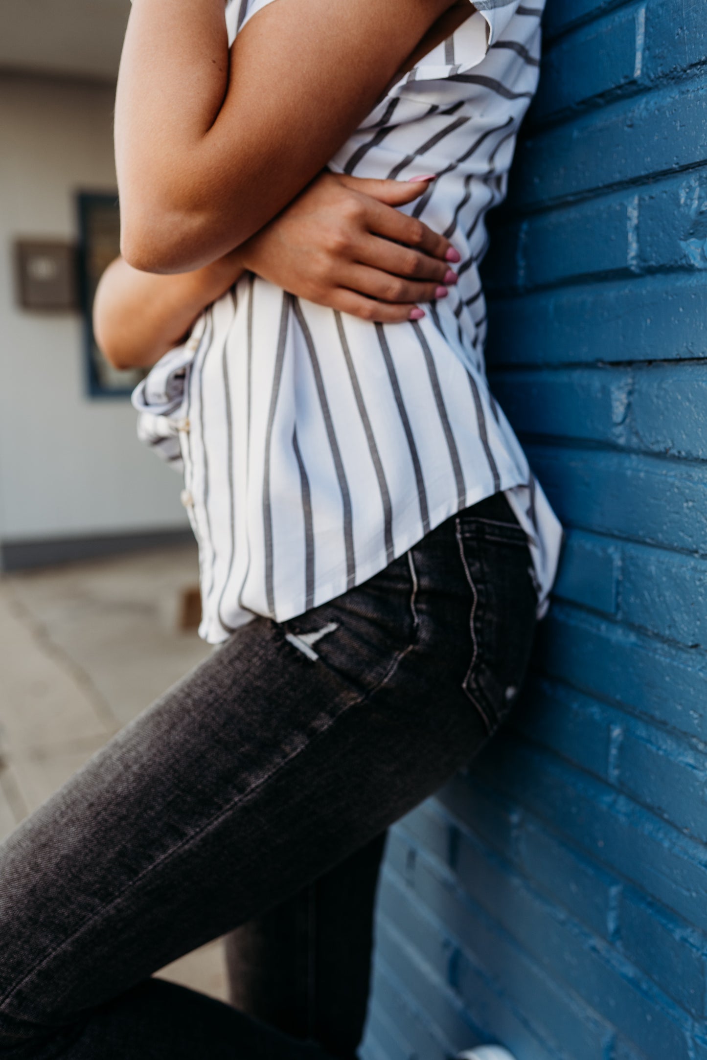 Collared Stripe Button Up Top