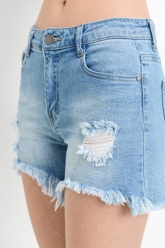 Lena Distressed Denim Shorts
