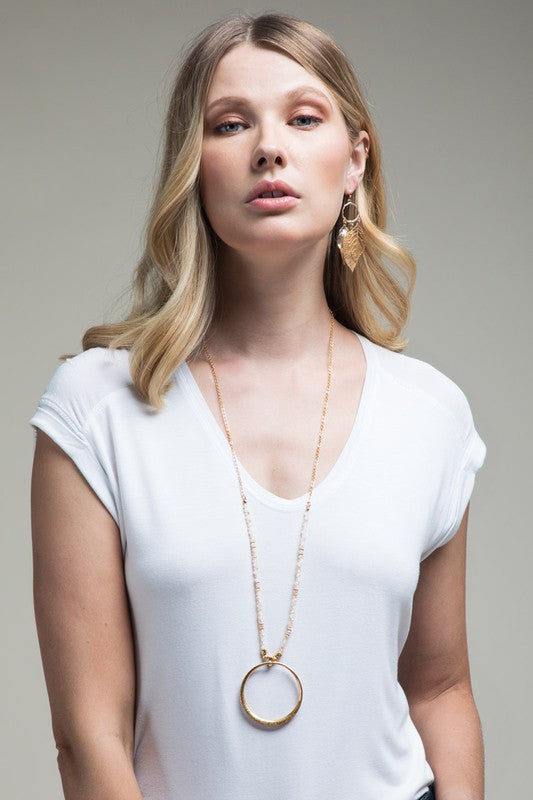 Glass Beaded Circle Pendent Necklace