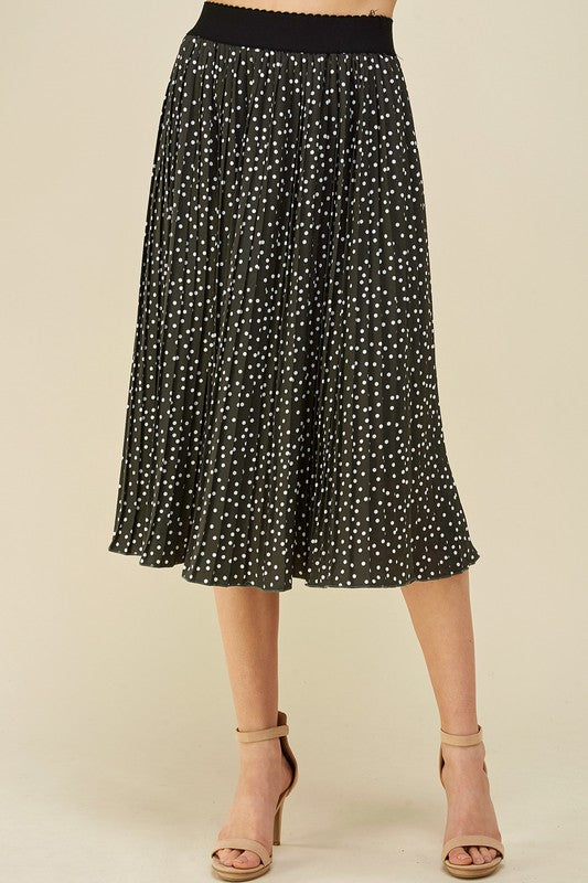 Pleated Polka Dot Skirt